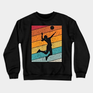 Female Volleyball Outdoor Sports Retro Sunset Design Crewneck Sweatshirt